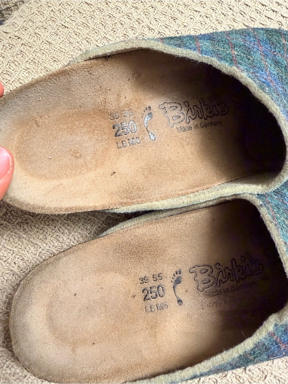Birkenstock Blue Green Plaid Felt Clogs - Picture 6 of 6